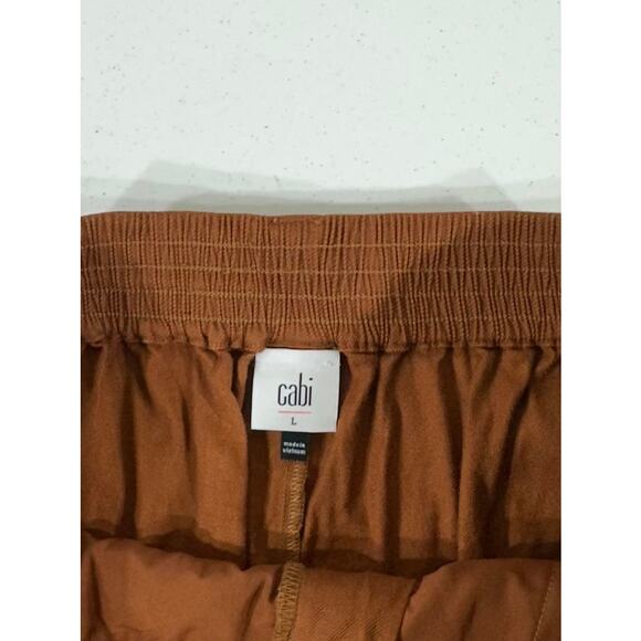 Cabi Cruise Crop Pants Size Large (33x24) Sienna Brown Wide Leg Linen Blend 6478 - Picture 5 of 12